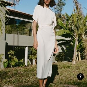 Draped fitted dress white from Zara